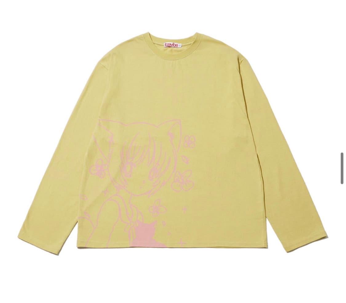 잇자바이브 itzavibe 캣걸앤플라워 롱 슬리브 티셔츠 미소녀 상품이미지1