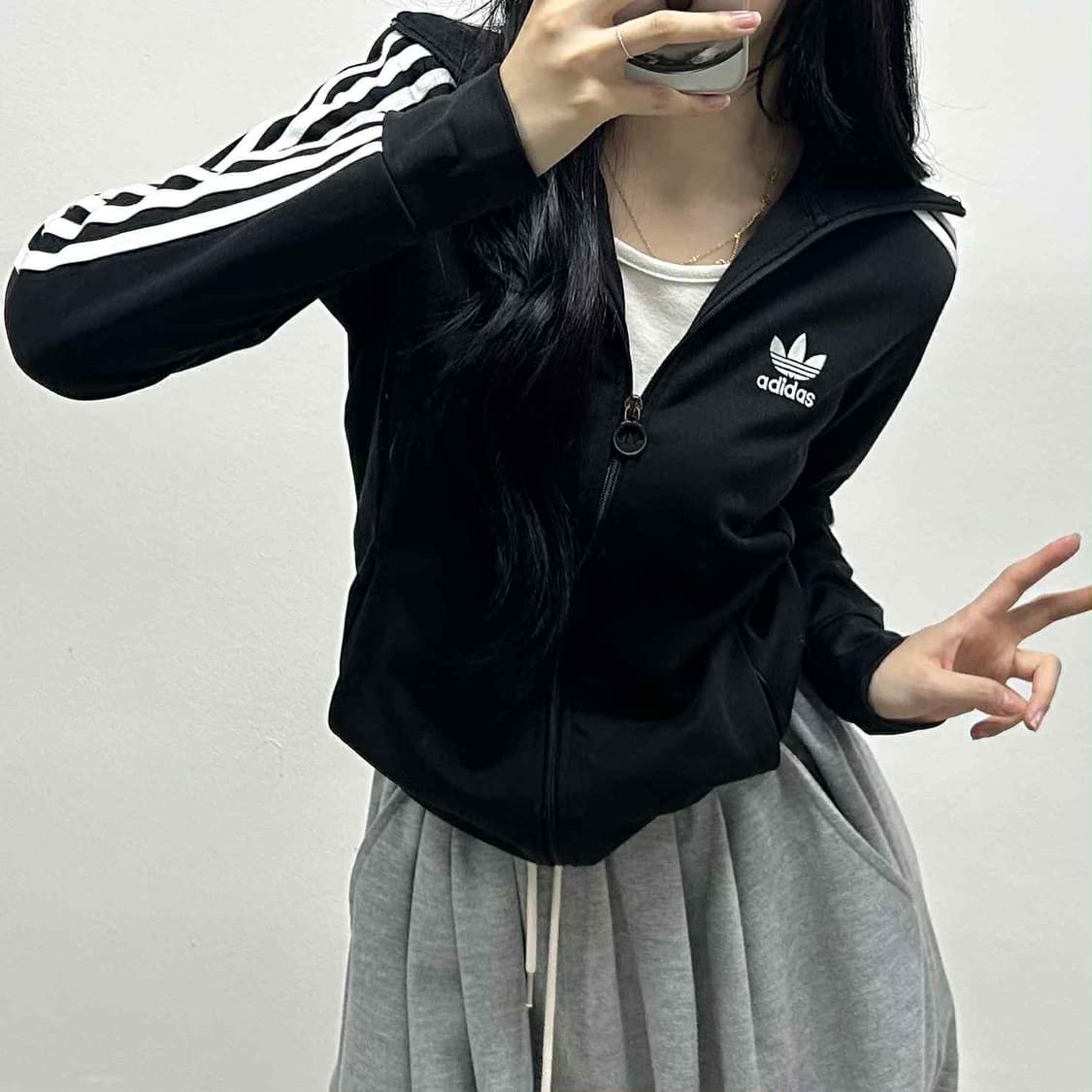 아디다스 블랙 유로파 걸즈 카즈하 트랙탑 희귀져지(90) 상품이미지1