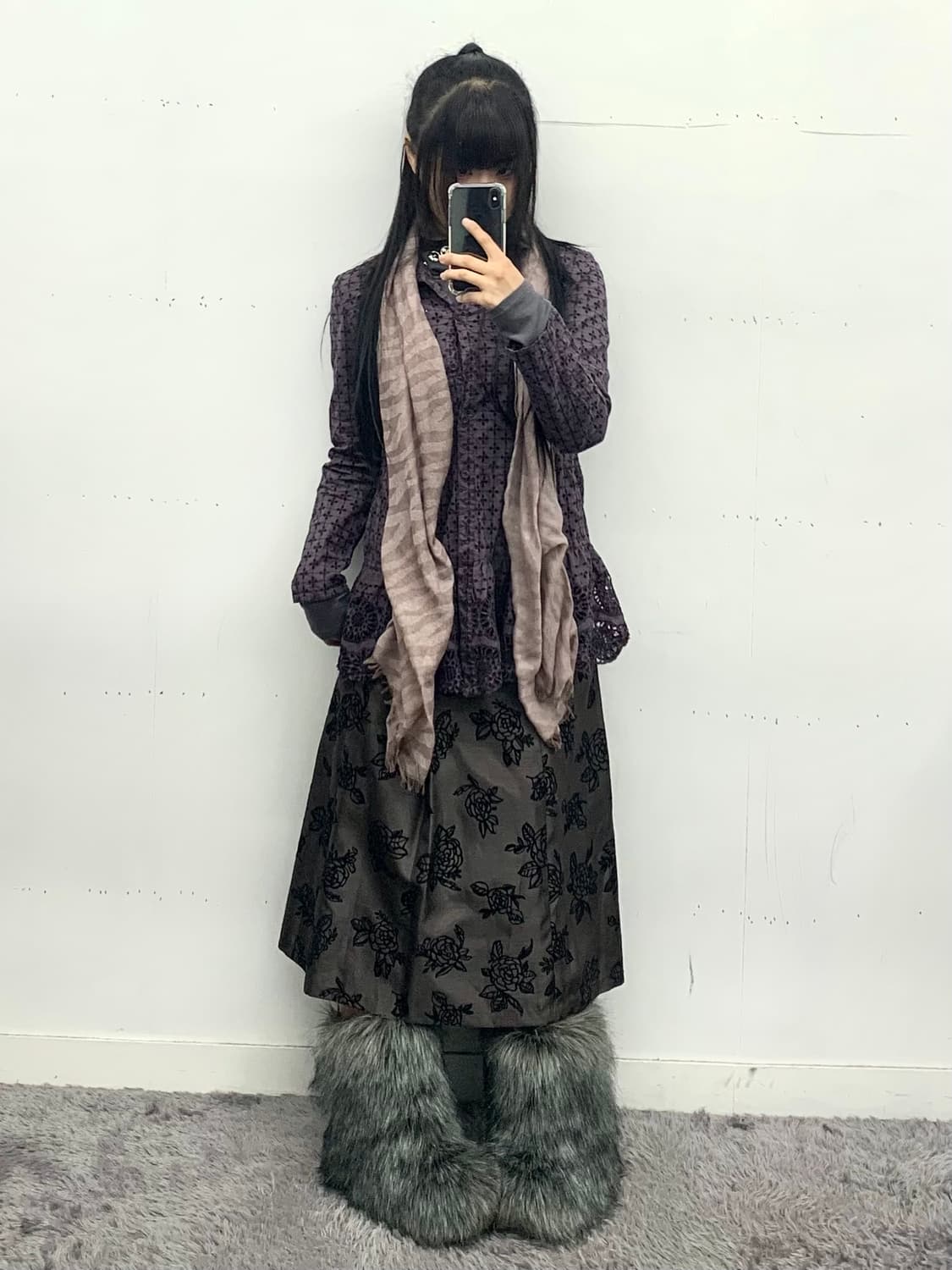 재패니즈 로즈 패턴 스커트 상품이미지2