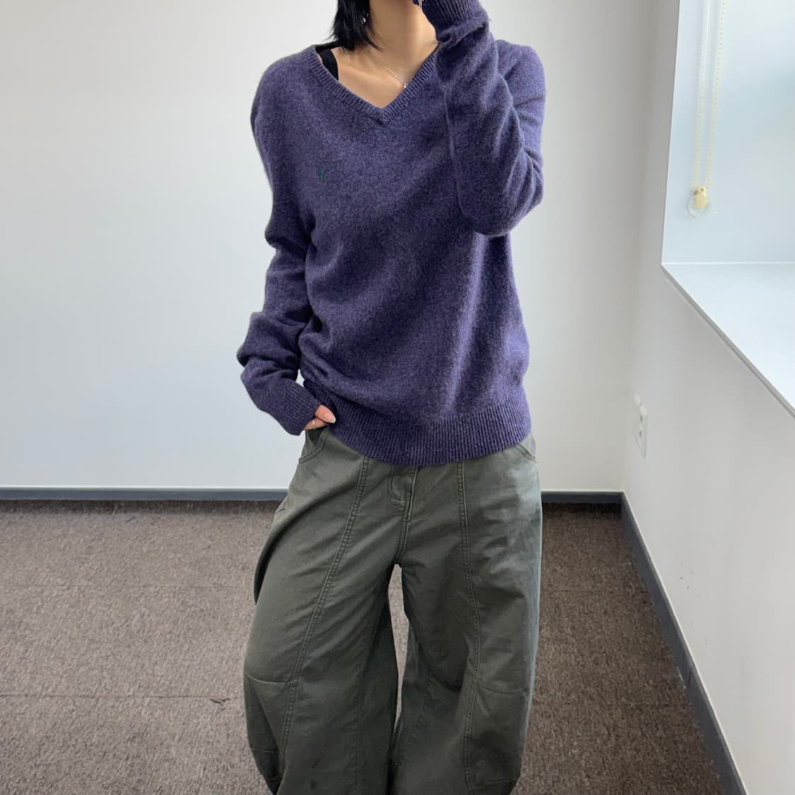 Polo 폴로 그린 포니 퍼플 브이넥 니트 상품이미지2