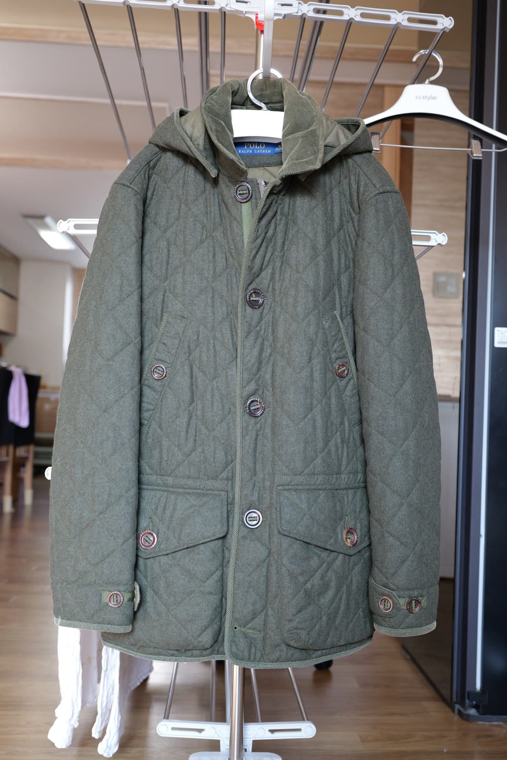 폴로 랄프로렌 퀼팅 후드 자켓 M 올리브그린 상품이미지3
