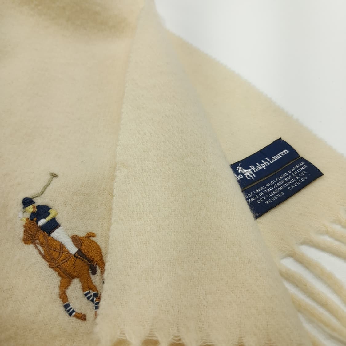 MX207 폴로 랄프로렌 아이보리 빅포니 램스울 목도리 머플러 상품이미지4