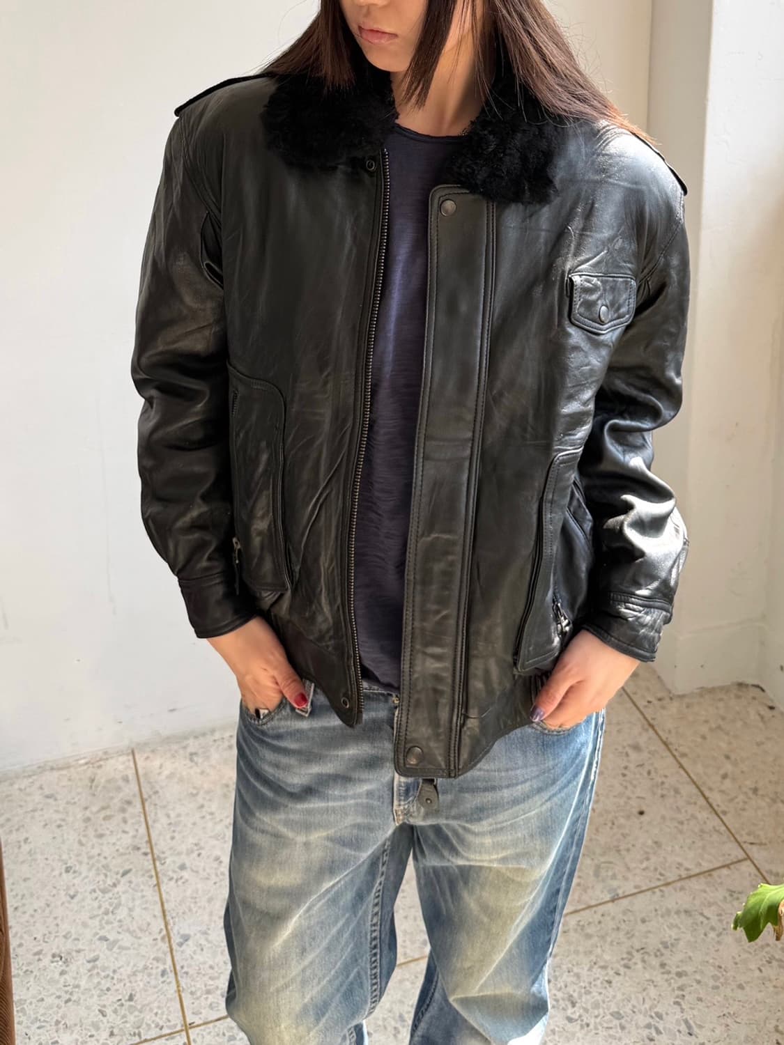 리얼레더 양가죽 봄버 자켓 상품이미지2