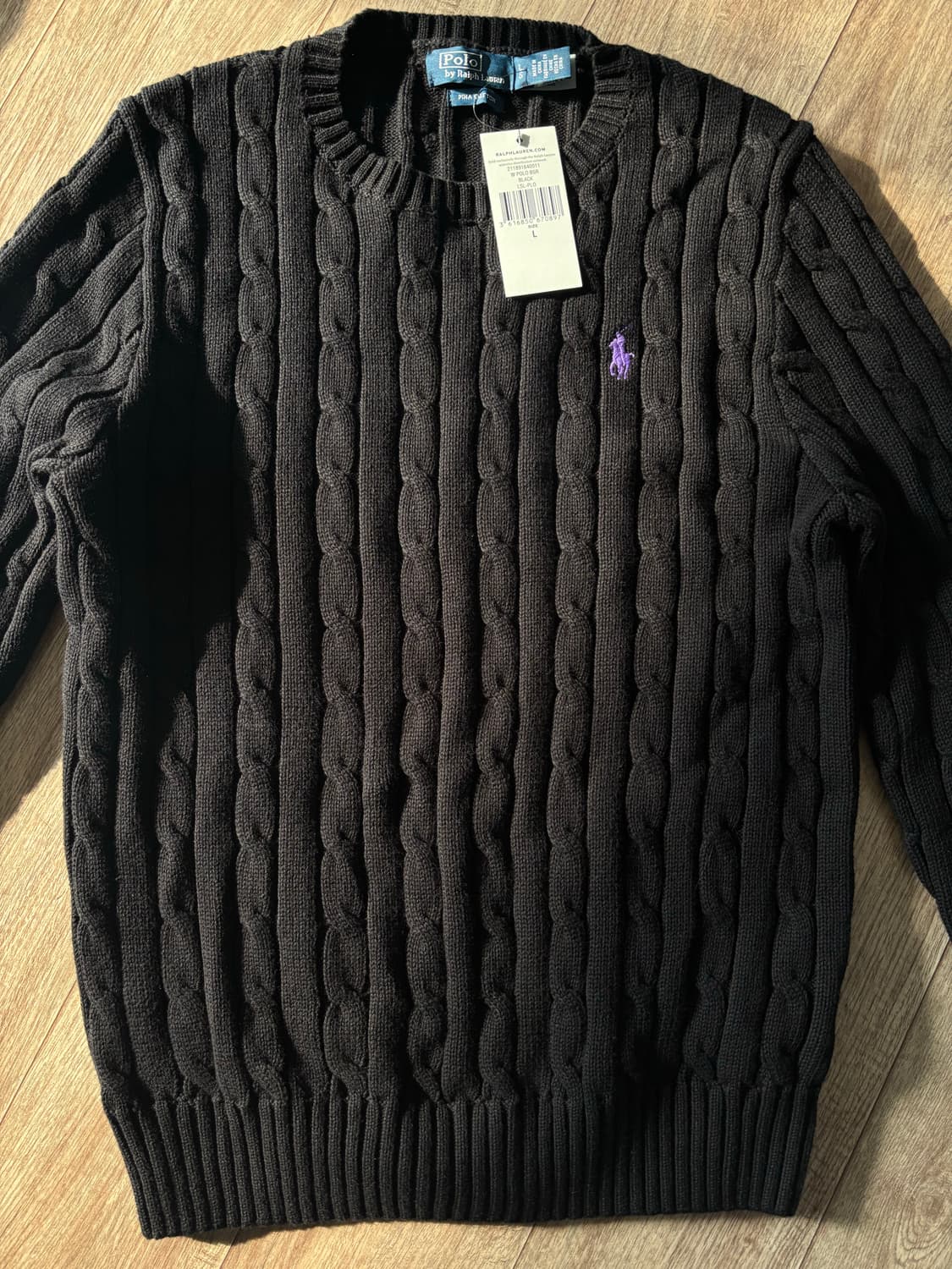 폴로 케이블 니트 블랙 L 상품이미지1