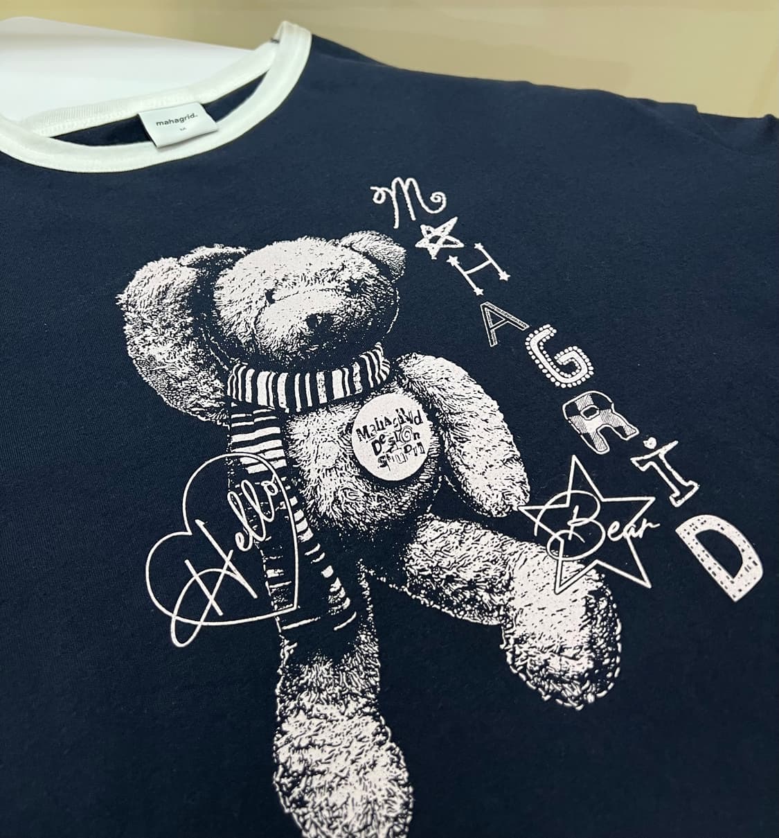 마하그리드 HELLO BEAR RINGER TEE NAVY 상품이미지7