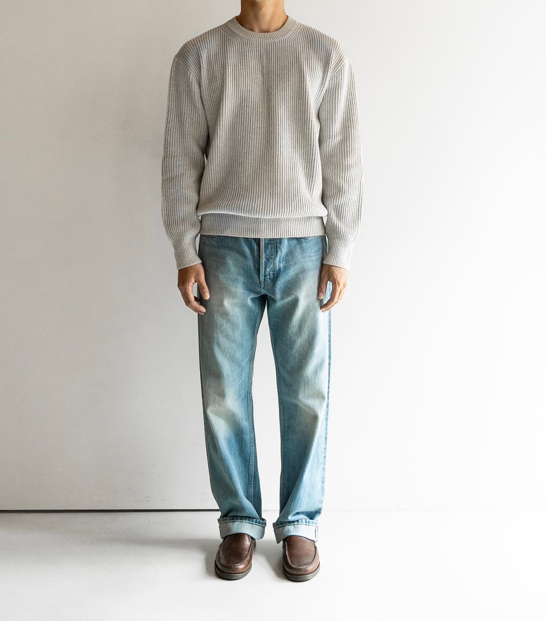 SEW 스테디에브리웨어 크루넥 코튼 립 니트 1사이즈 상품이미지3