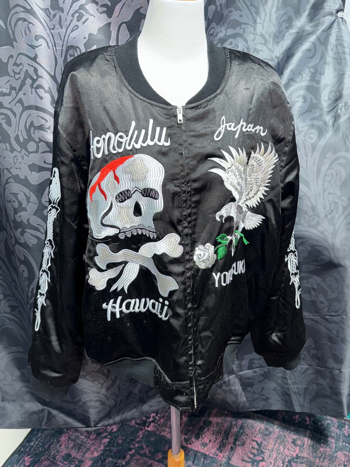 펑키 해골 자수 붐버자켓 상품이미지3