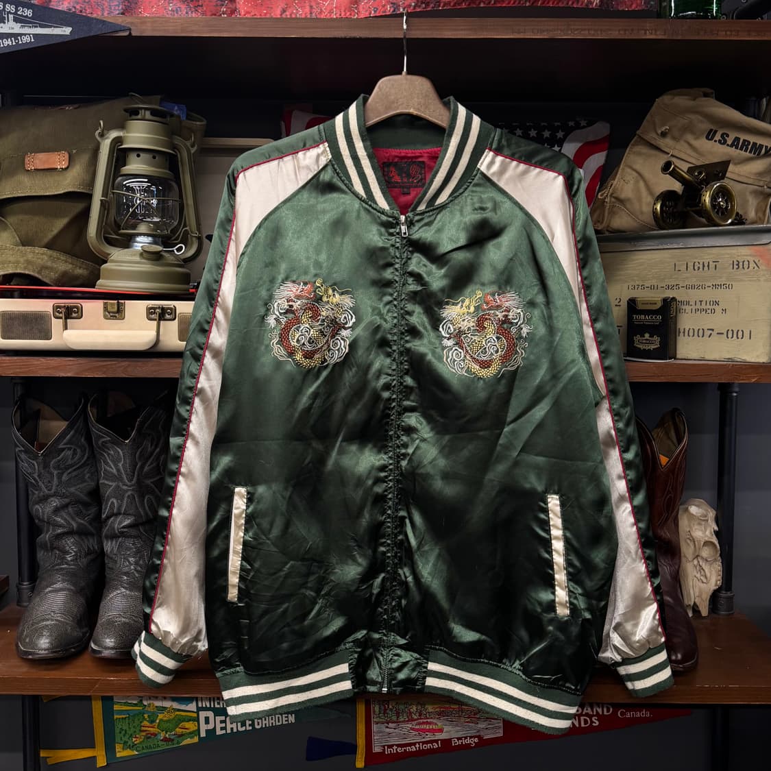 JPN 일본 빈티지 용 자수 사틴 스카잔 수베니어 자켓 N251 상품이미지1