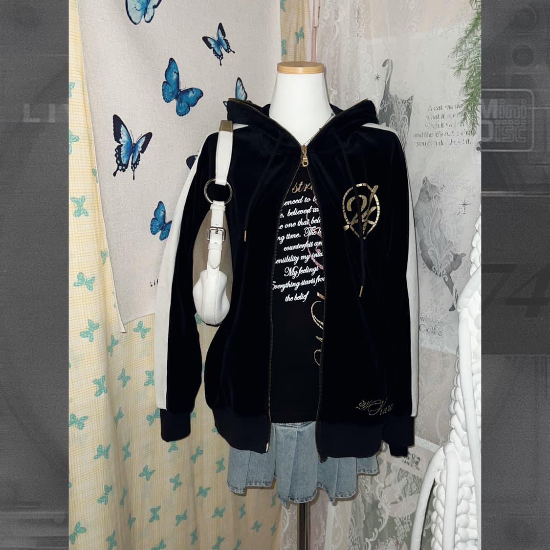 블랙 벨벳 와투케 투웨이 후드 집업 상품이미지9