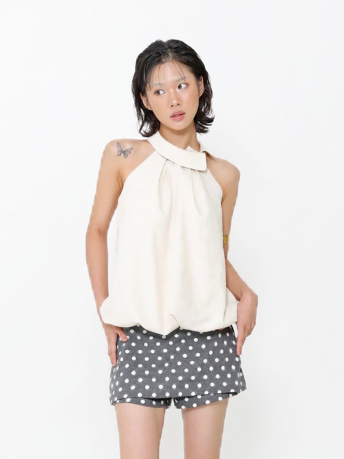 오운서 Solara Vanilla Check Halter Top 상품이미지1