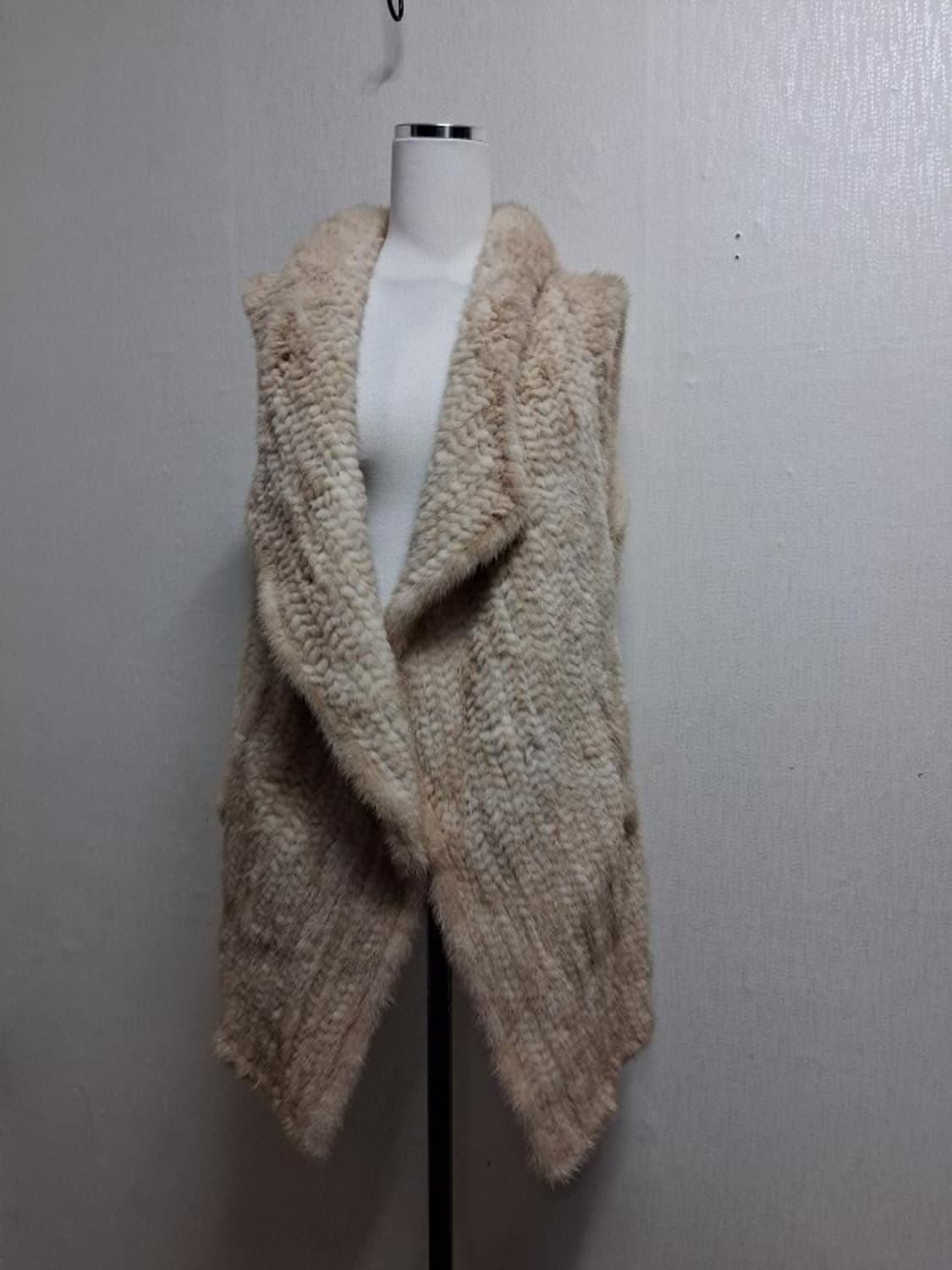 천연 밍크 조끼 베이지  니팅 밍크 베스트 하프 66 77까지 상품이미지1