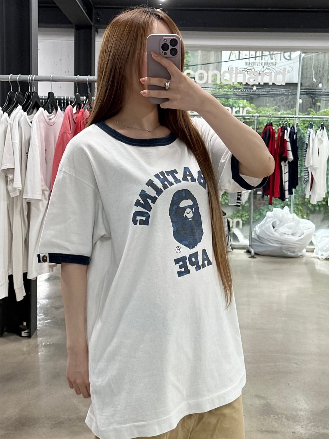 베이프 카모사루 스펠아웃 반팔 링거티 청계 상품이미지2