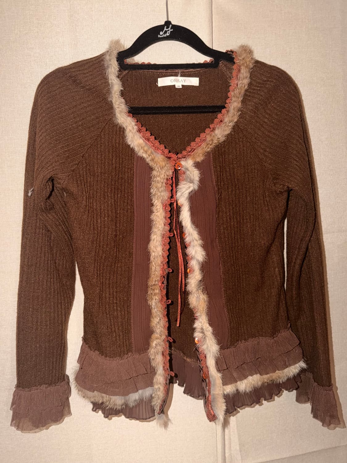 토끼 퍼 가디건 오리엔탈 페어리 브라운 갸루 Y2K 빈티지 상품이미지2