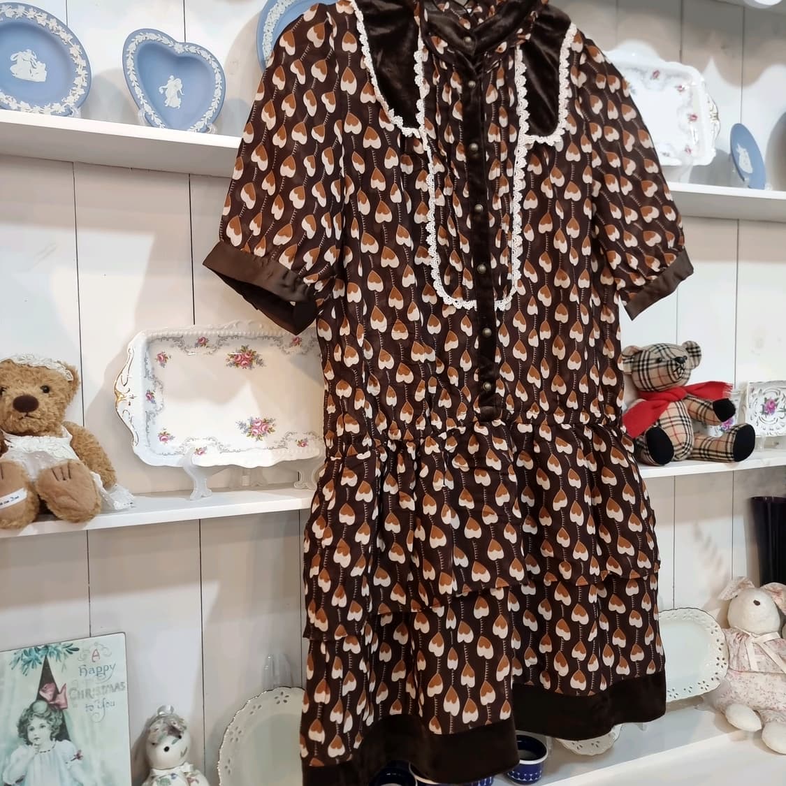 axes femme(엑시즈팜) 하트 안의 하트 초코무드 원피스 상품이미지4