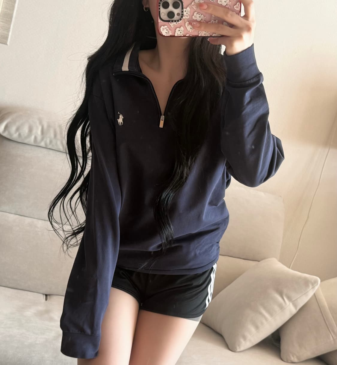 폴로 랄프로렌 골프 네이비 반집업 긴팔 상품이미지1