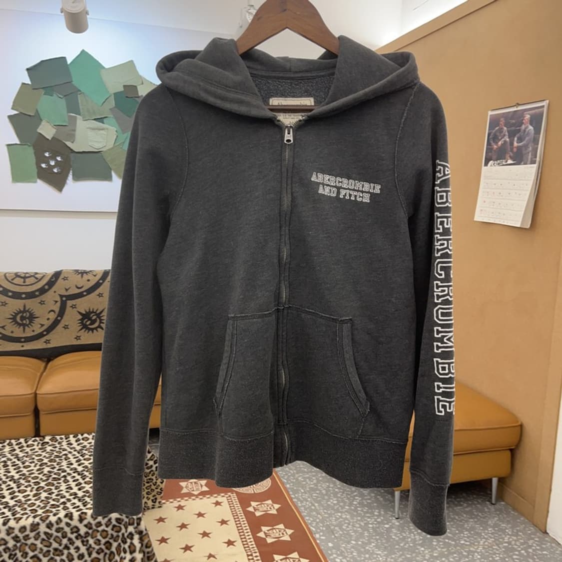 아베크롬비 올드스쿨 Y2K 슬림핏 약기모 후드집업 M C08773 상품이미지3