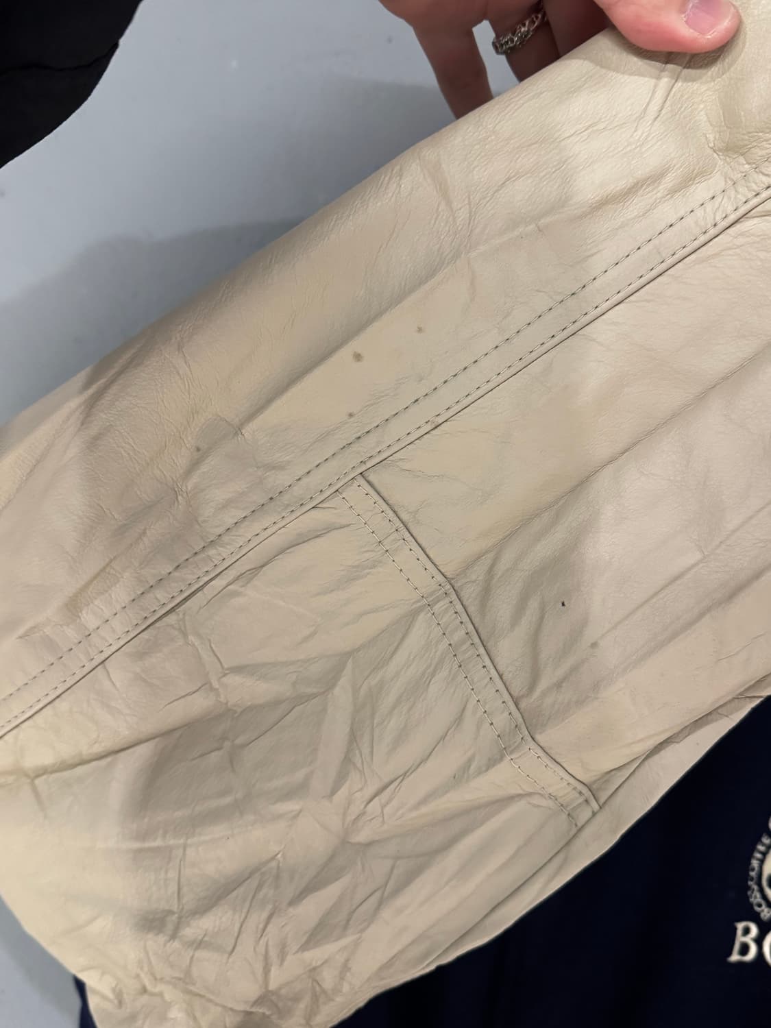 산토리 커피 보스 가죽 울 바시티자켓 상품이미지7