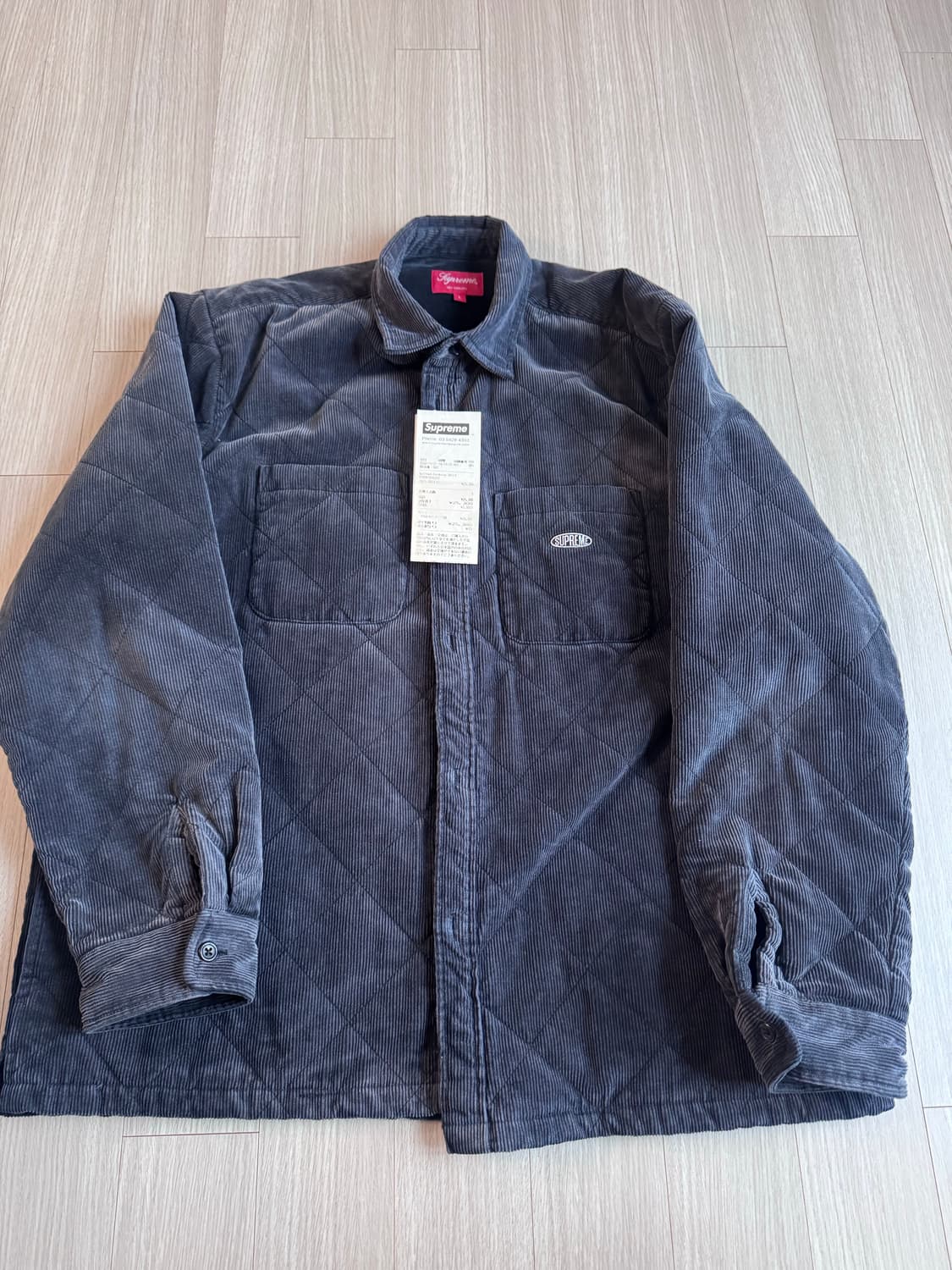 슈프림 코듀로이 퀼팅 자켓 네이비 XL 상품이미지3