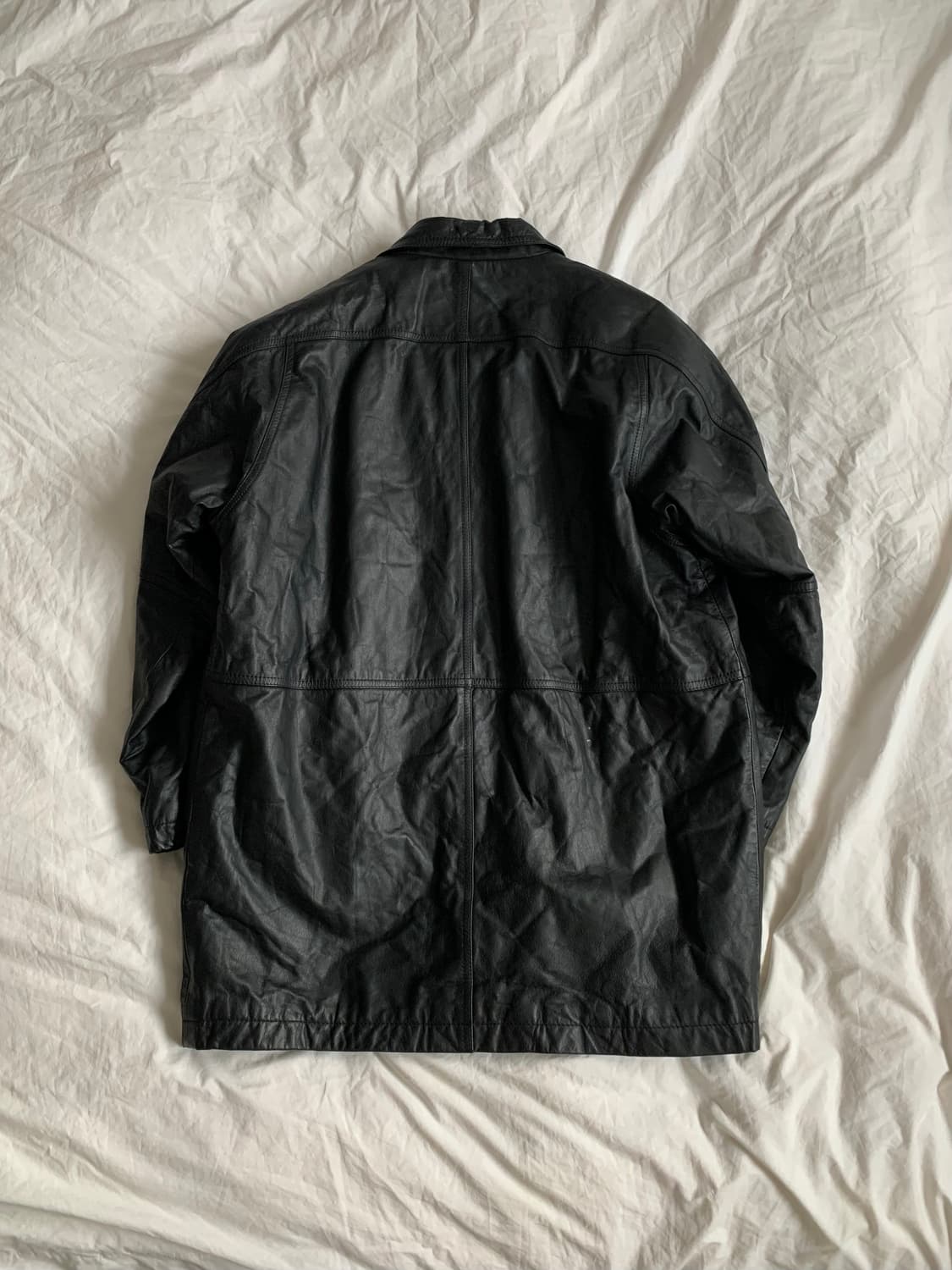 블랙 레더 코트 상품이미지6