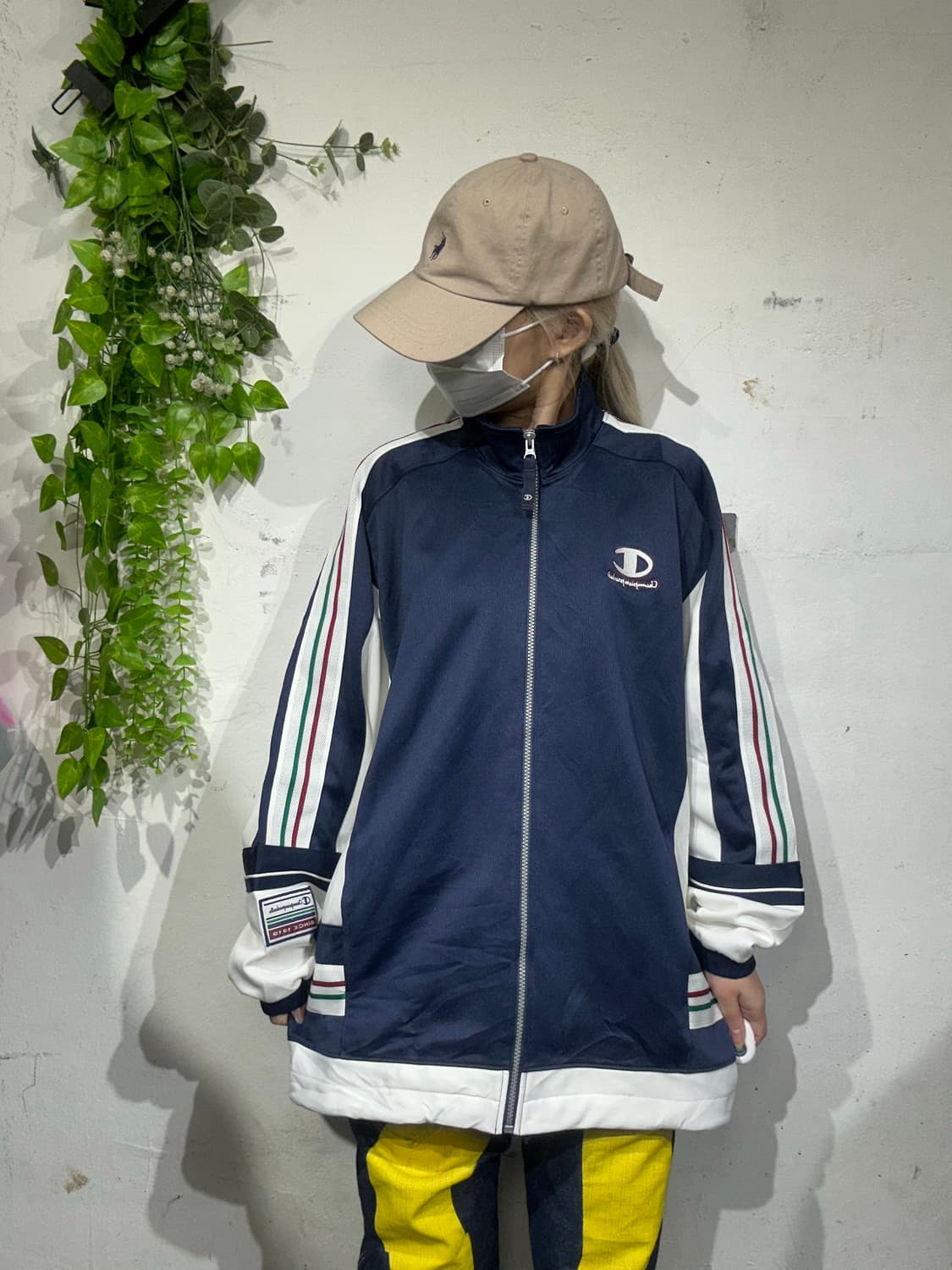 챔피온 네이비 화이트 오버핏 트랙탑 져지 L 상품이미지2