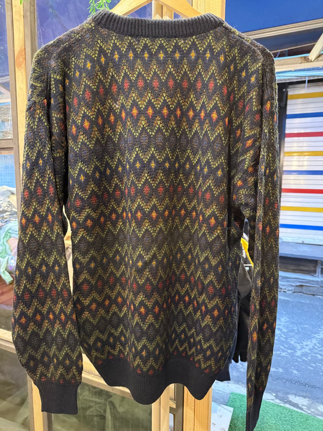 빈티지 그린 다이아몬드 니트 상품이미지3