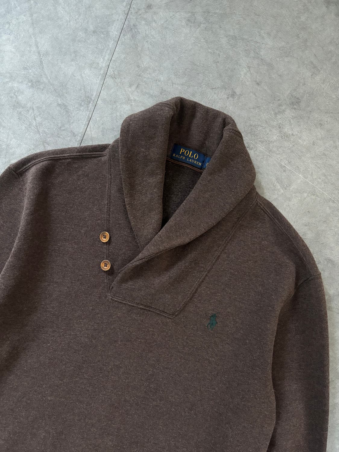 Polo 폴로 랄프로렌 브라운 컬러 엘보우 패치 숄카라 스웻  상품이미지5