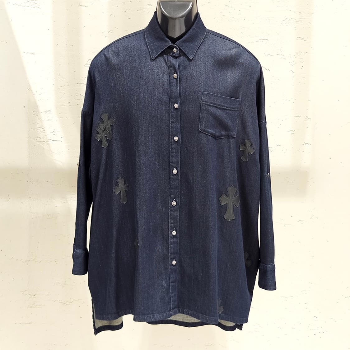[S] 크롬하츠 레더패치 인디고데님 셔츠 B1213C173 상품이미지1
