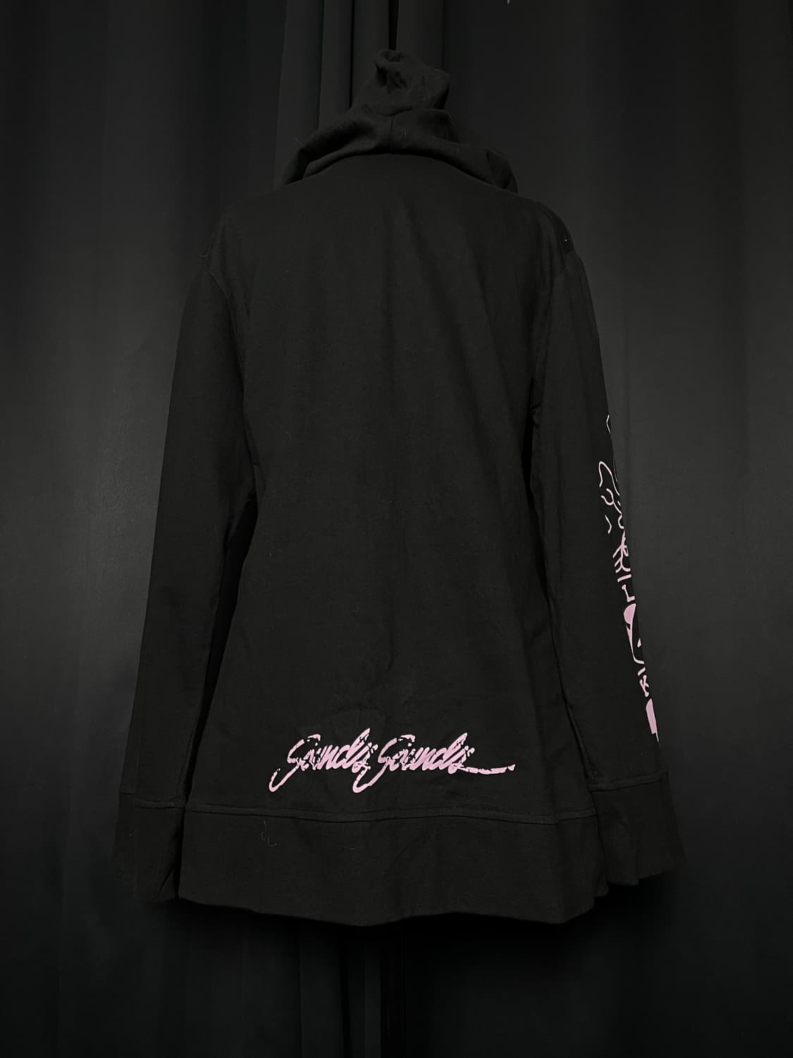JPN 펑크 블랙 핑크 레터링 후드집업 상품이미지6