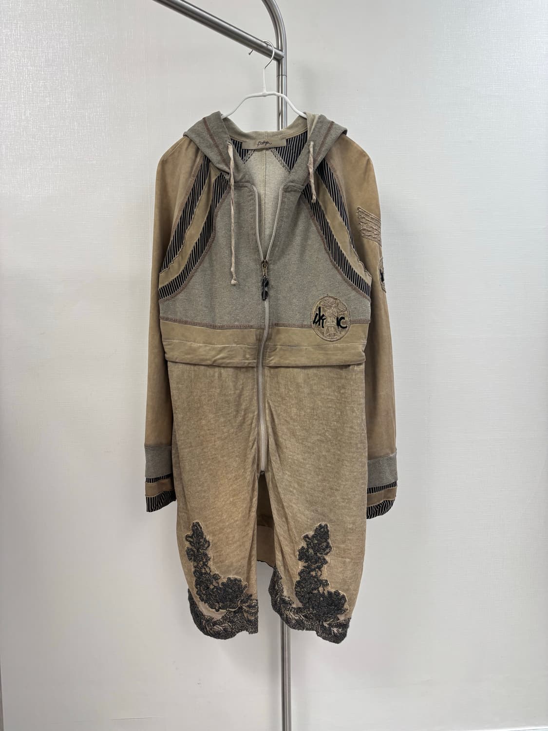 Bottega 그런지 더티 워싱 후드 레이어드 집업 상품이미지1