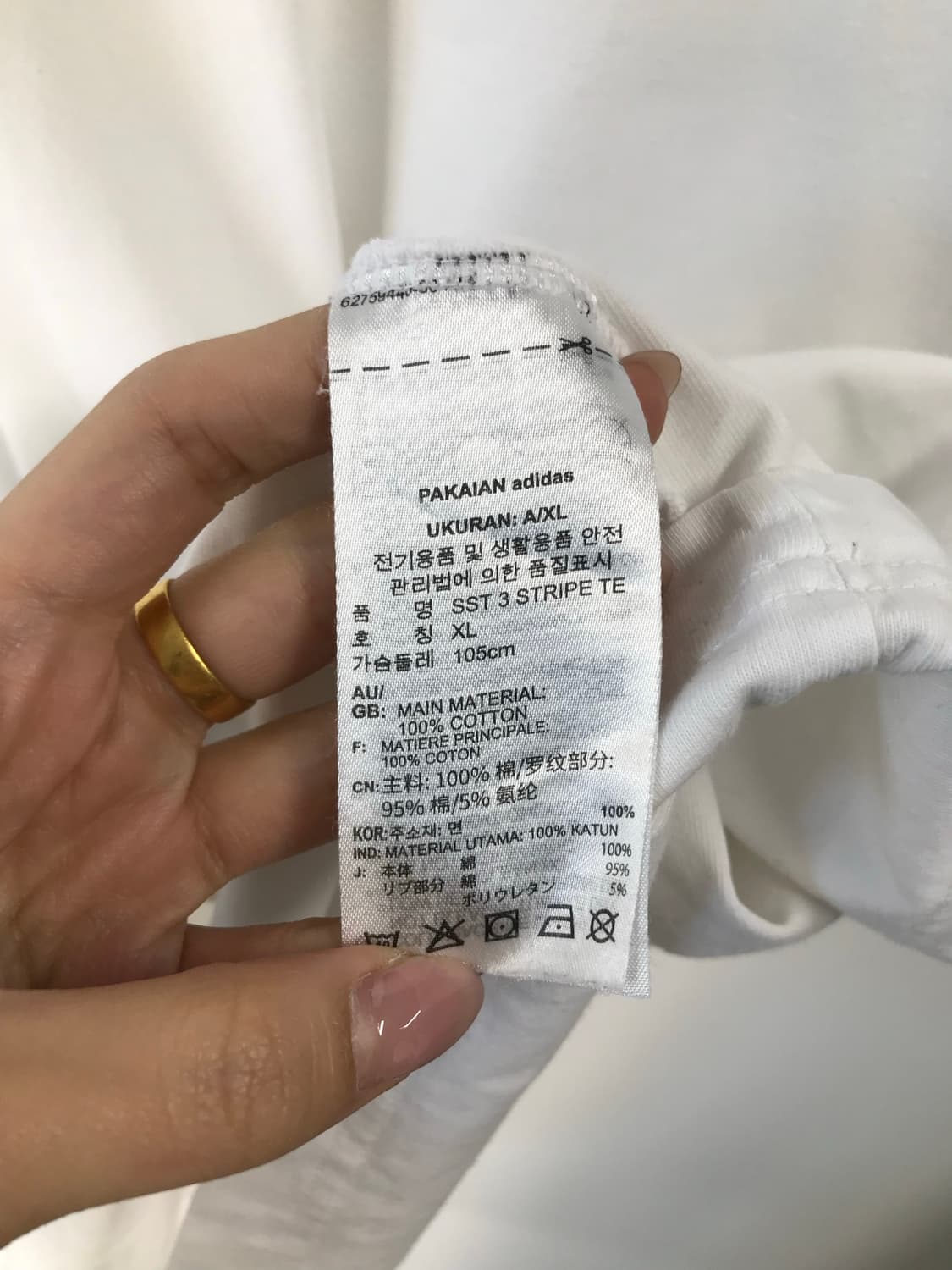 아디다스 3s 화이트 레드 반팔 링거 티셔츠 상품이미지4