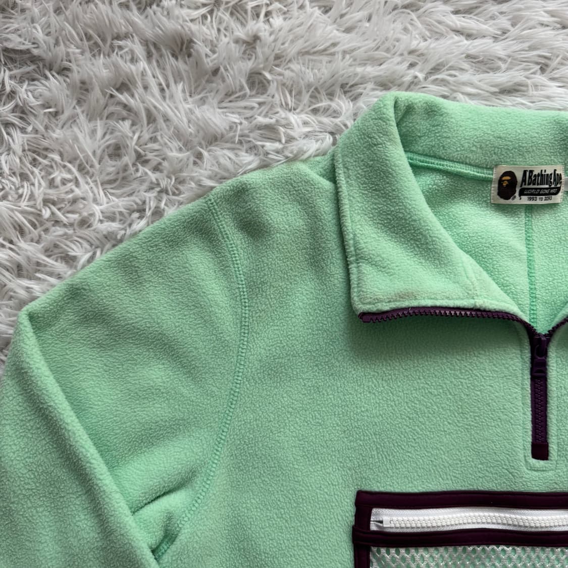 A BATHING APE 일본빈티지 후리스 베이프 반집업 플리스 xl 상품이미지1