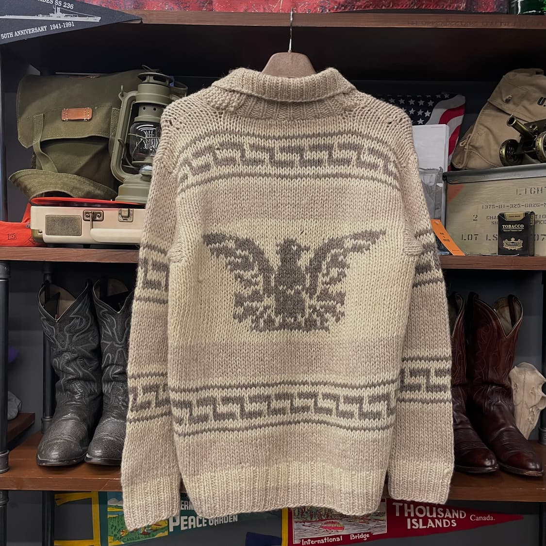 90s MINGAS 썬더버드 숄카라 울 코위찬 니트 스웨터 N396 상품이미지2