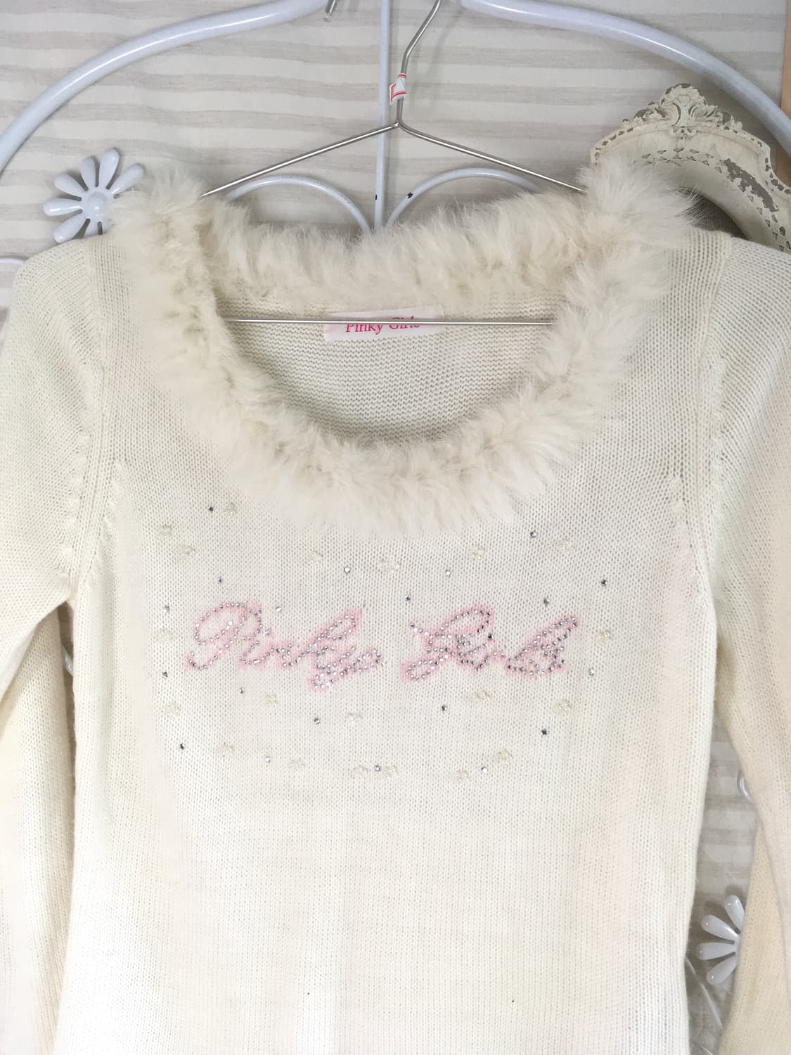 일본빈티지 핑키걸즈 로걀 갸루 퍼 비즈 니트 상품이미지2