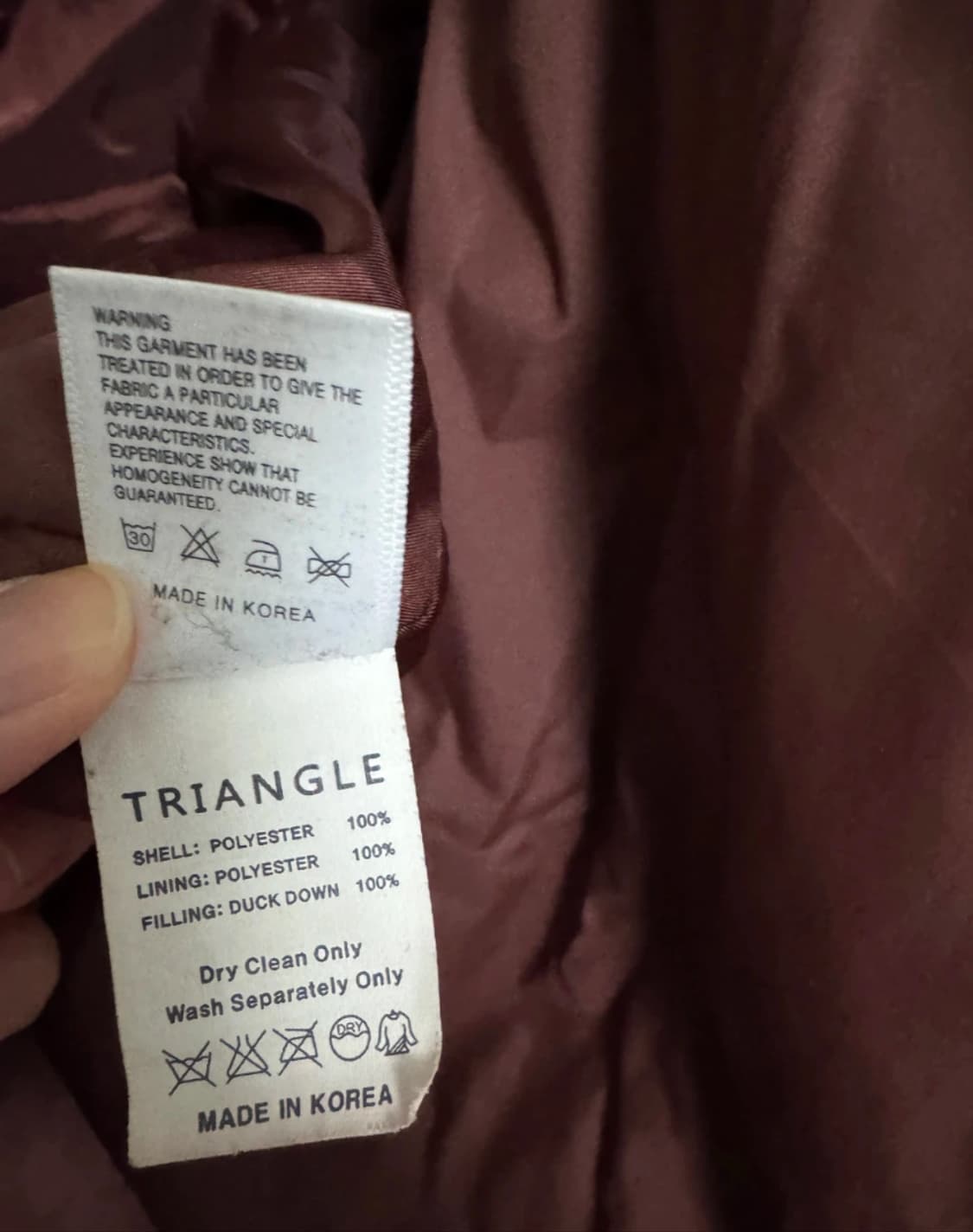 The Triangle 버건디 롱패딩 상품이미지6