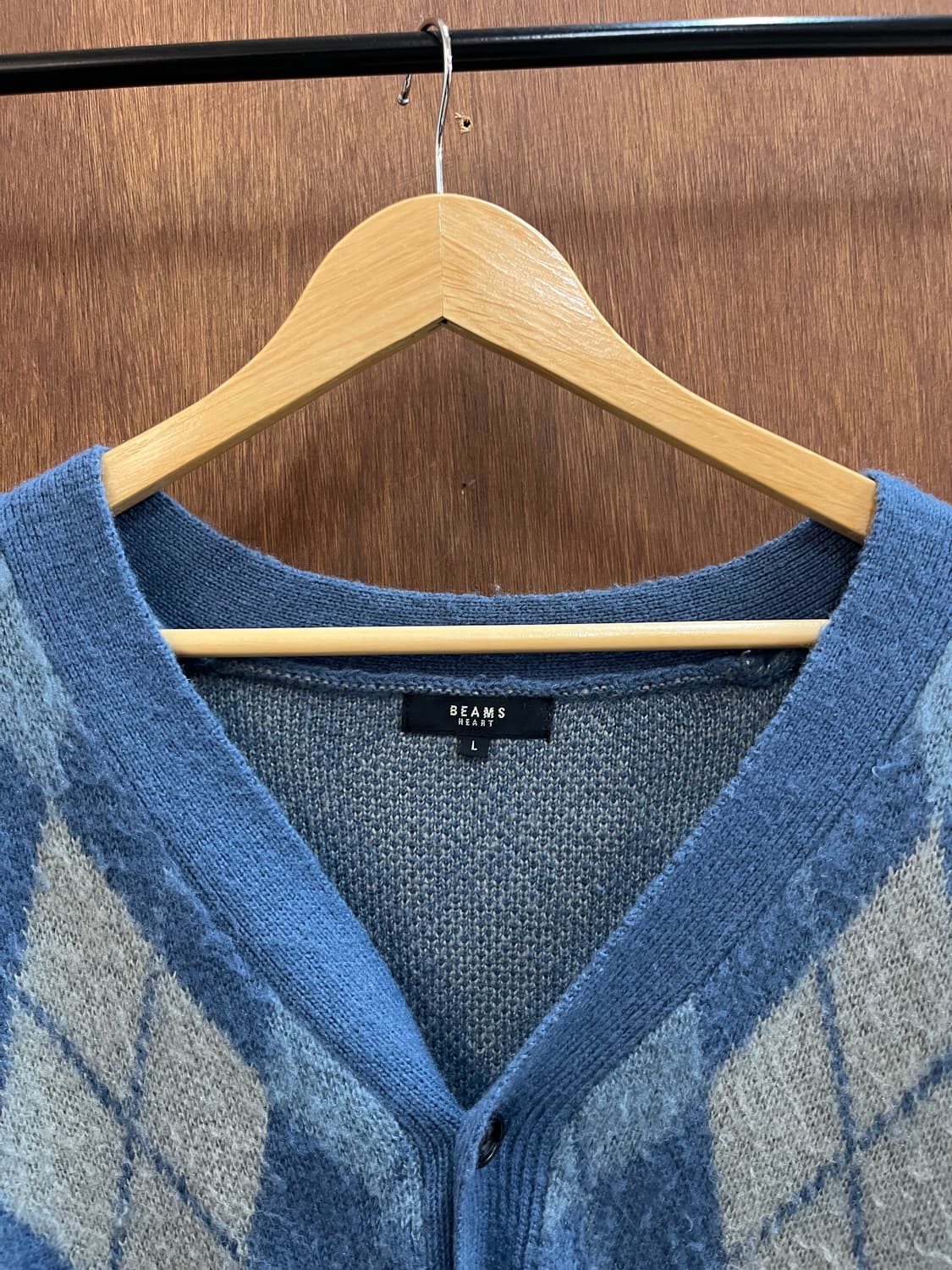 BEAMS 빔즈 아가일 헤어리 가디건 상품이미지10