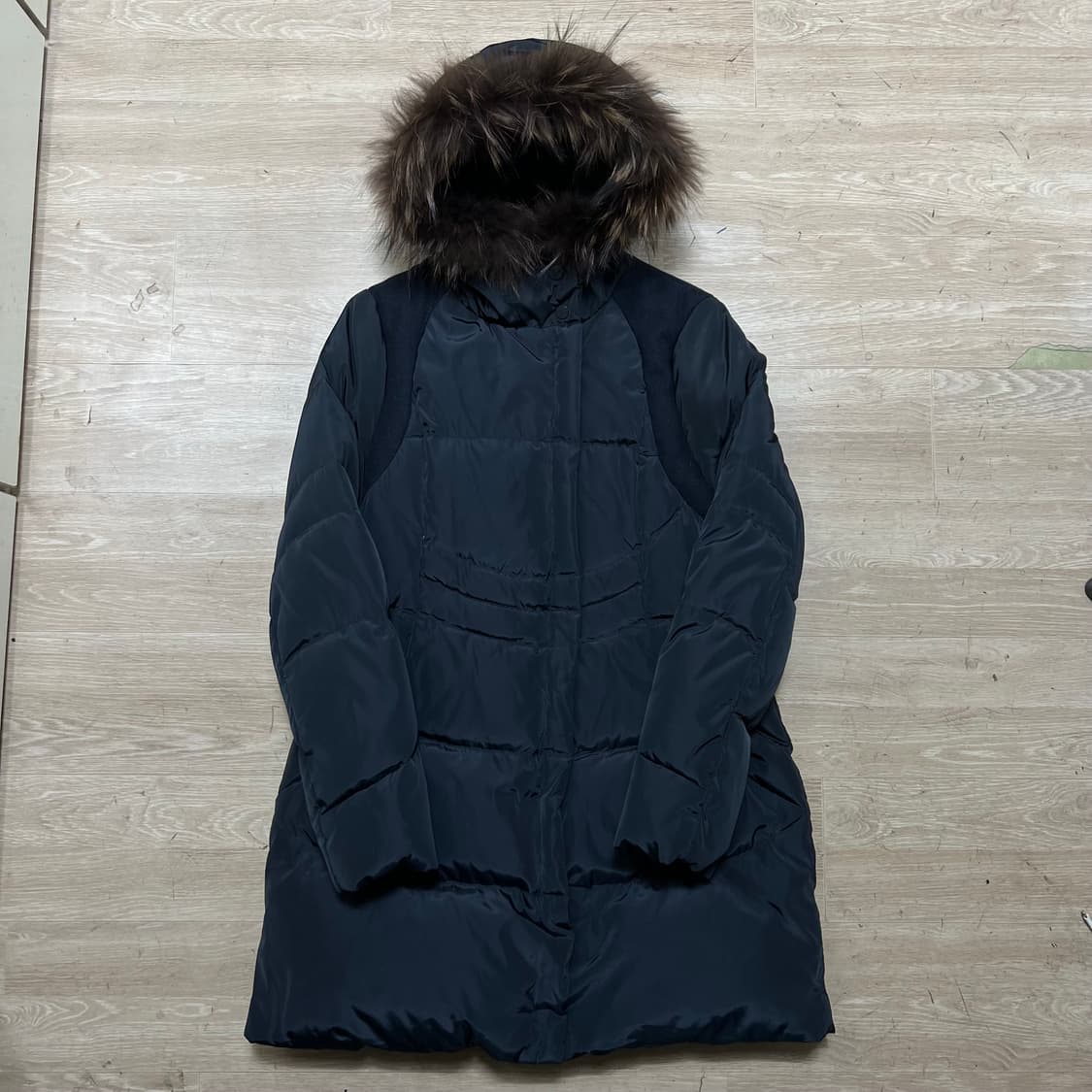 닉스 여성 라쿤퍼 후드 덕다운 롱패딩 점퍼 [다크 네이비] S/90 상품이미지1