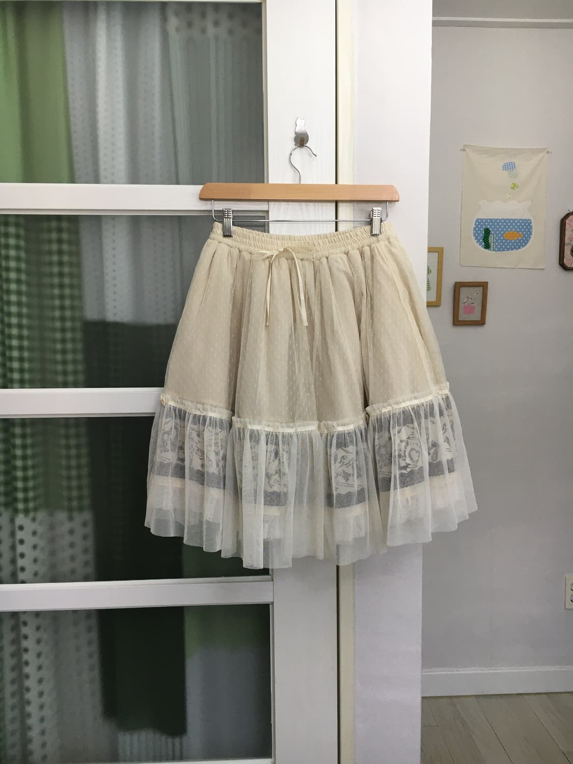 아이보리•베이지 도트 샤스커트 상품이미지1