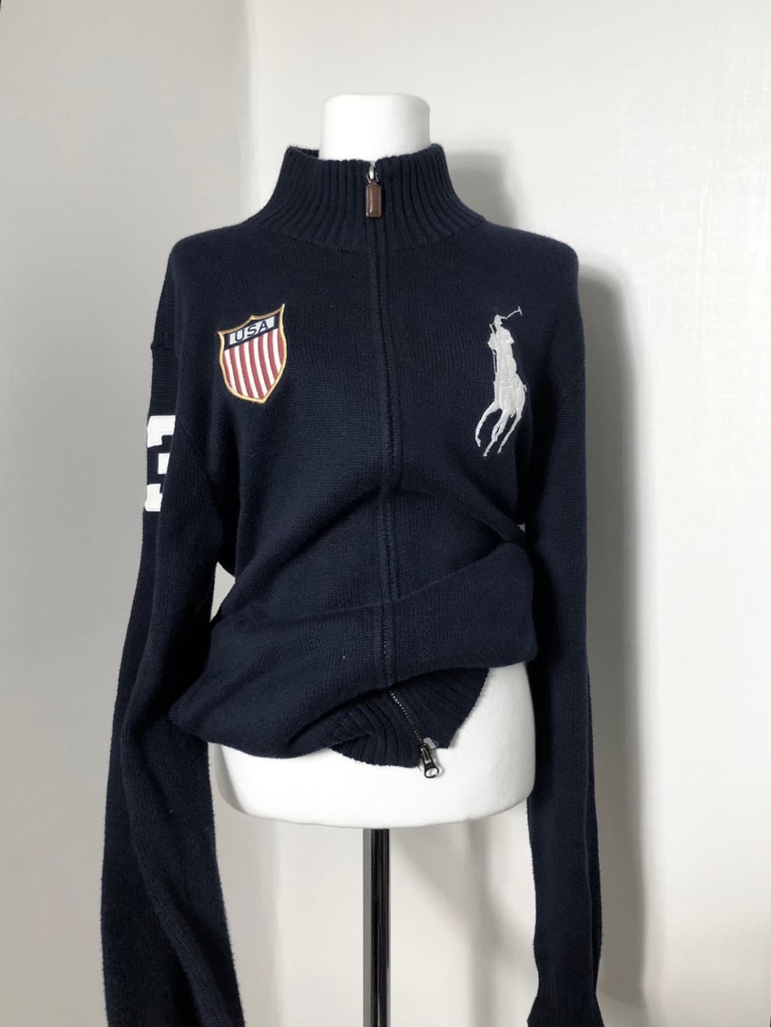 폴로 빅포니 usa 네이비 니트집업 상품이미지1
