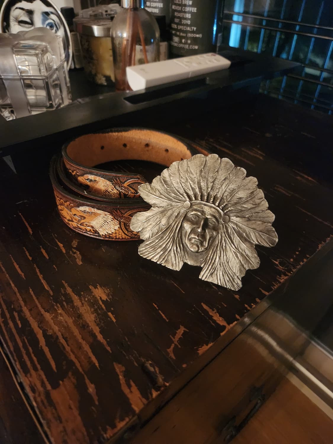 미국 빈티지 소가죽 핸드카빙 벨트 상품이미지1