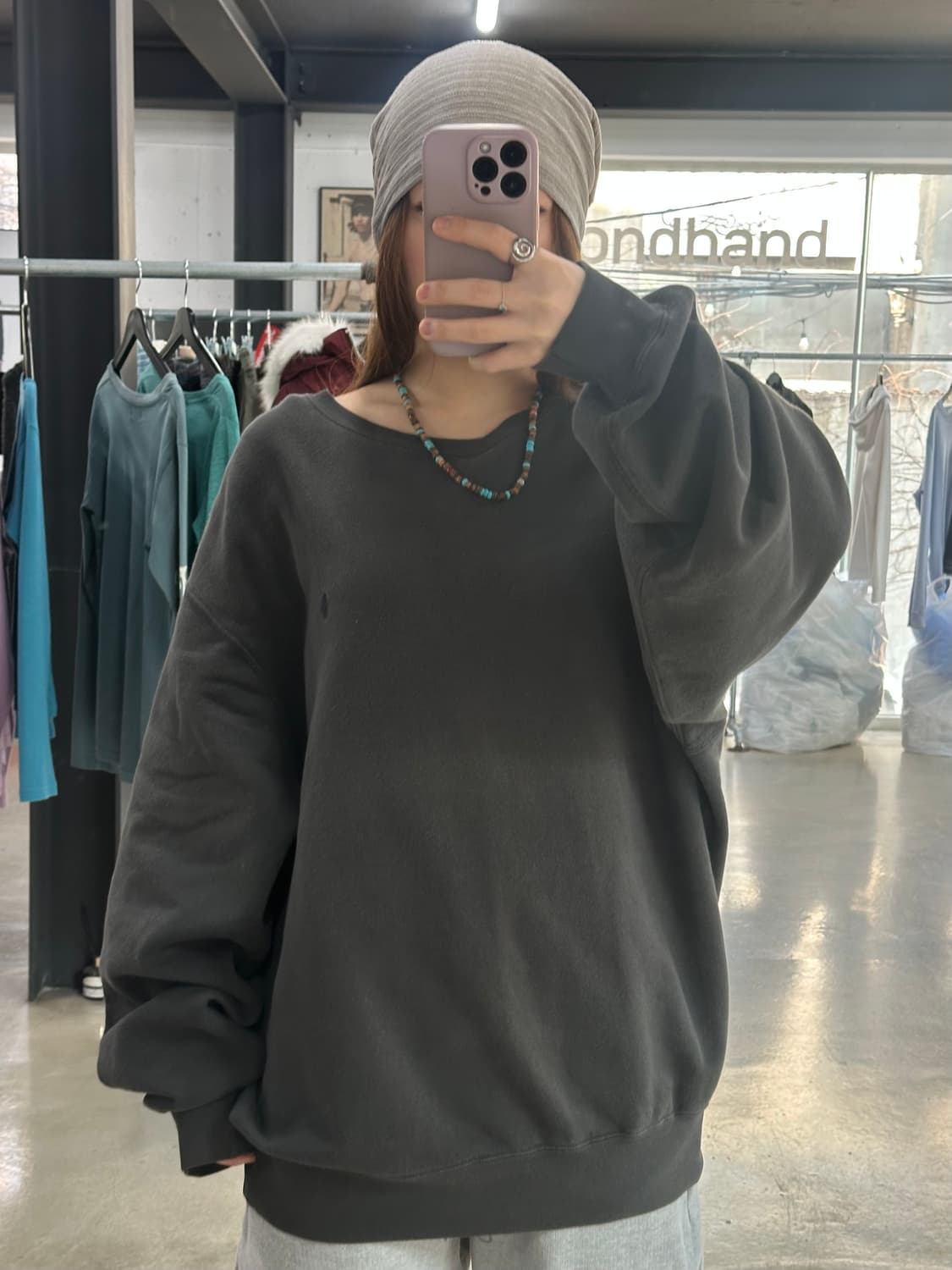 폴로랄프로렌 와이드핏 맨투맨 차콜 상품이미지3