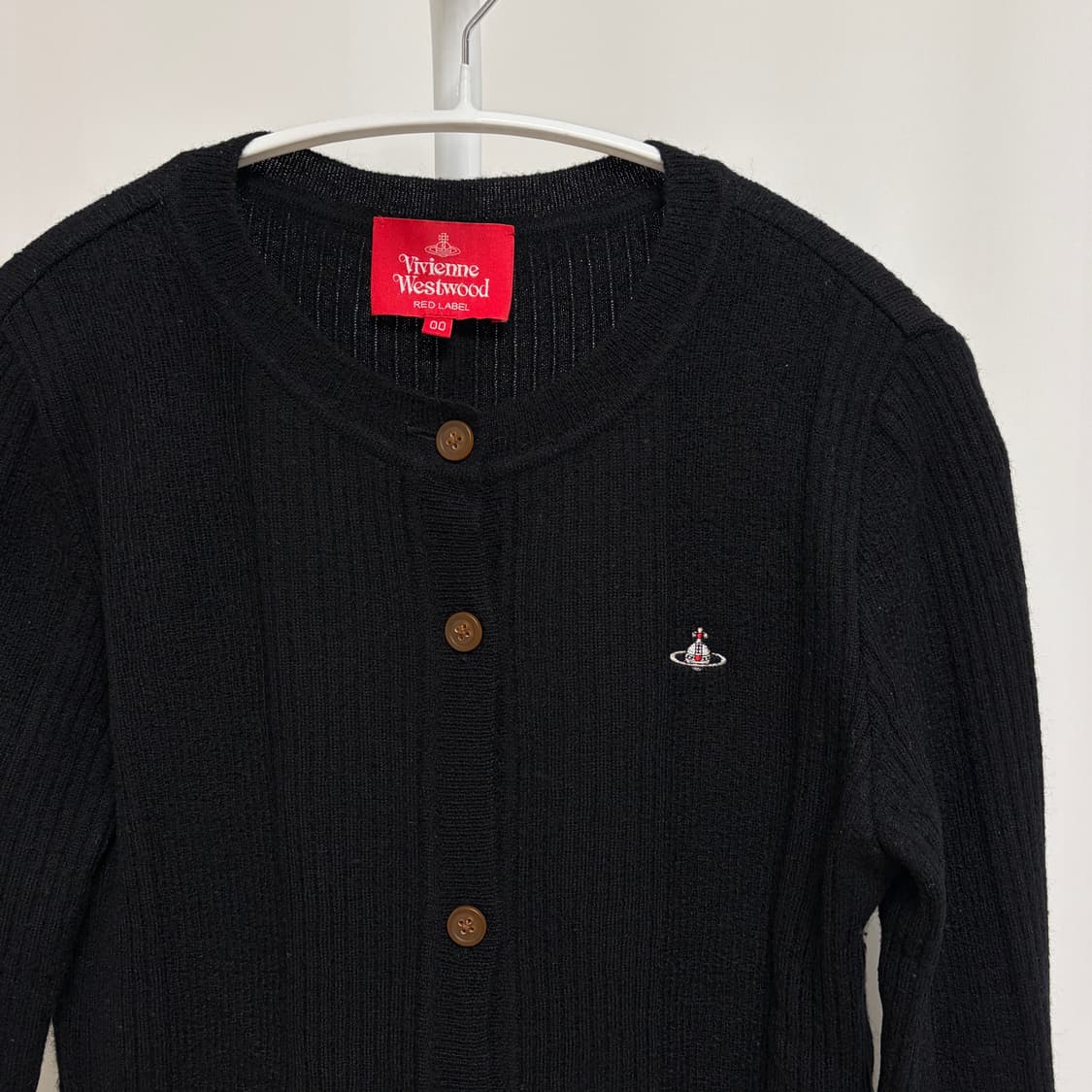 비비안웨스트우드 울 로고 리브 블랙 가디건 상품이미지6