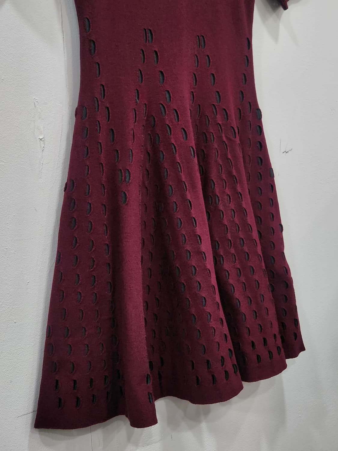 [F] 시슬리 버건디 니트 플레어 반팔 원피스 프리사이즈 상품이미지3