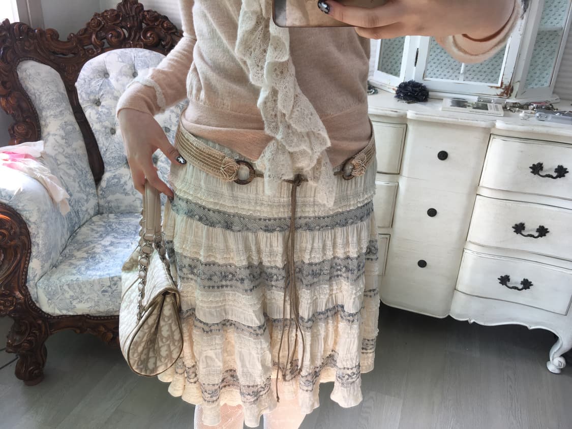 jpn vintage fairy lace cancan midi skirt 상품이미지7