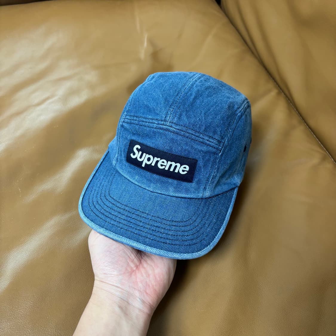 슈프림 캠프캡 모자 박스로고 워시드 데님 상품이미지2