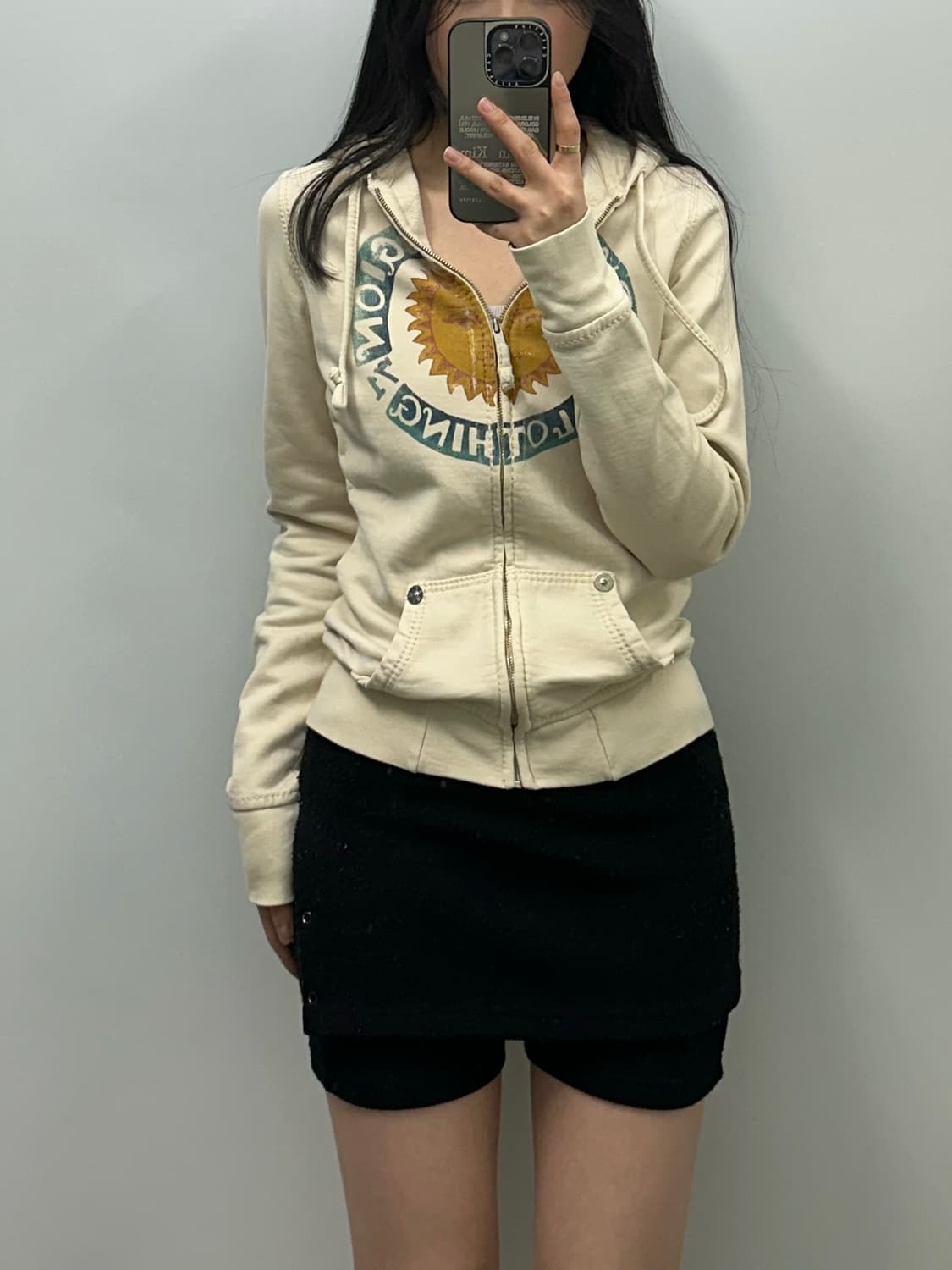 트루릴리전 빅로고 스티치 아이보리 후드집업 상품이미지1