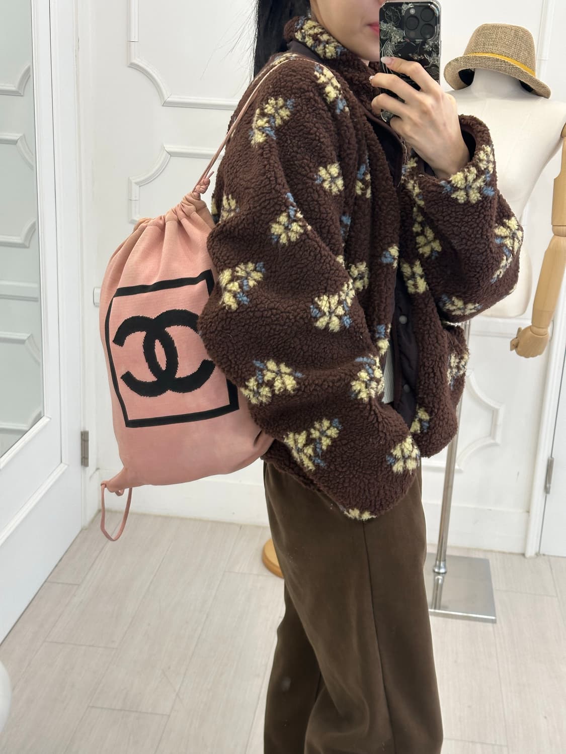 [정품] 샤넬 니트 드로우스트링 백팩 상품이미지5