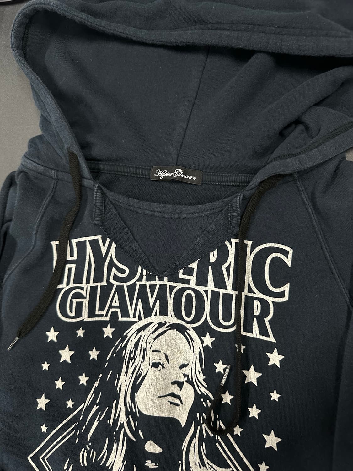 히스테릭 글래머 rock me baby 히스걸 네이비 후드 긴팔 슬리브 상품이미지5