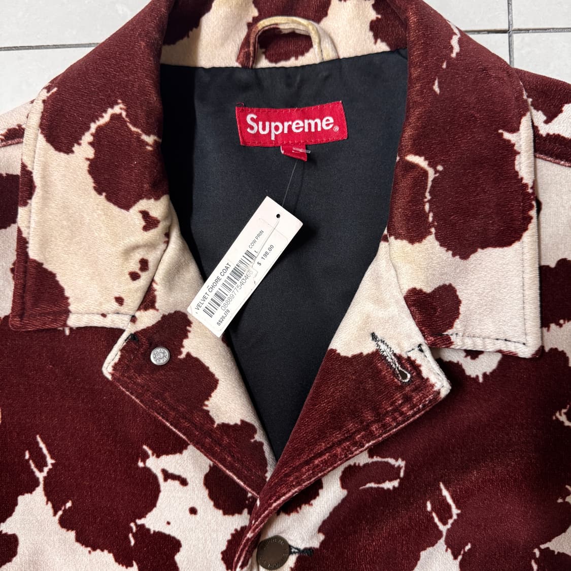 슈프림 벨벳 초어 코트 카우 L 상품이미지2