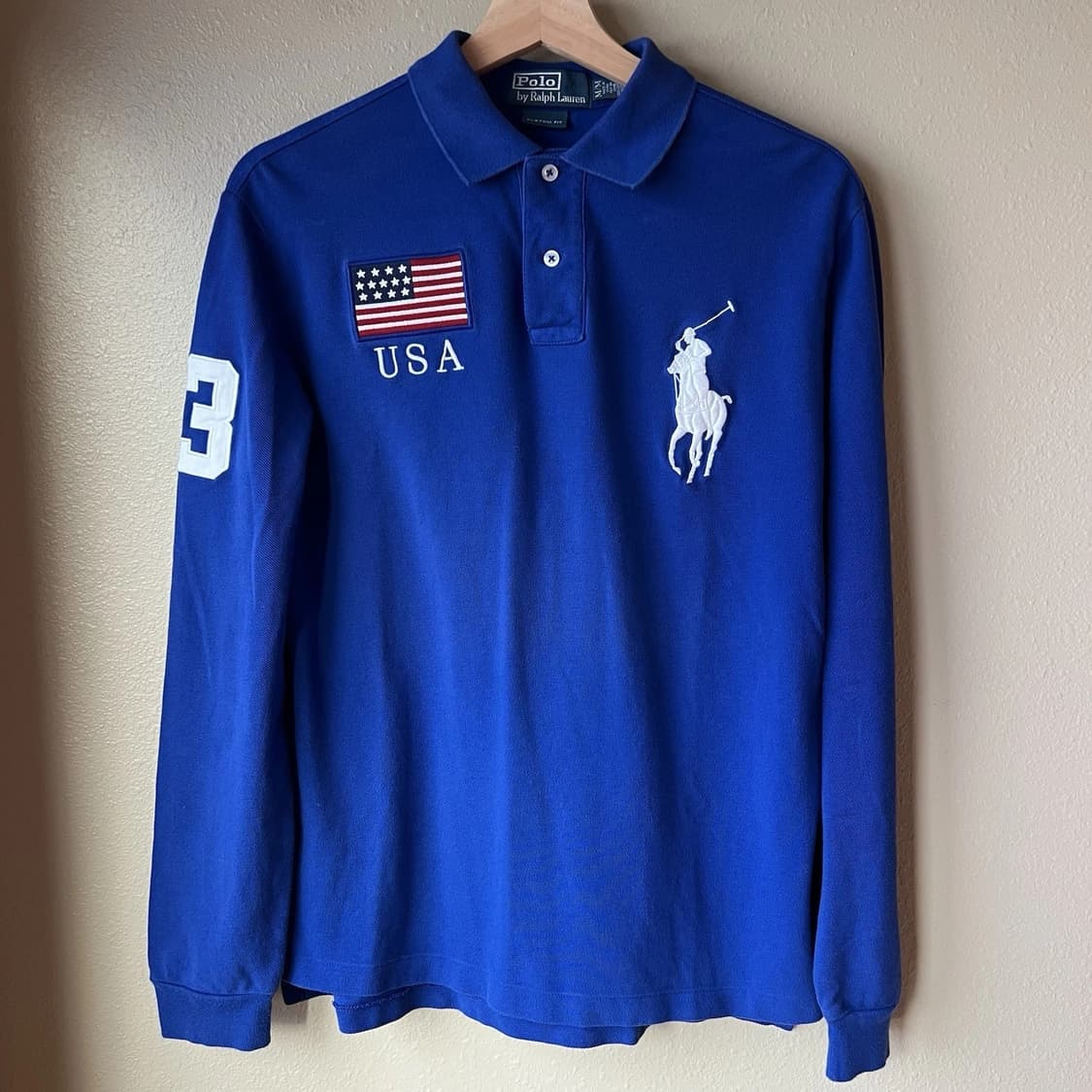 폴로 랄프로렌 USA 성조기 빅포니 롱슬리브 카라 티셔츠 상품이미지1