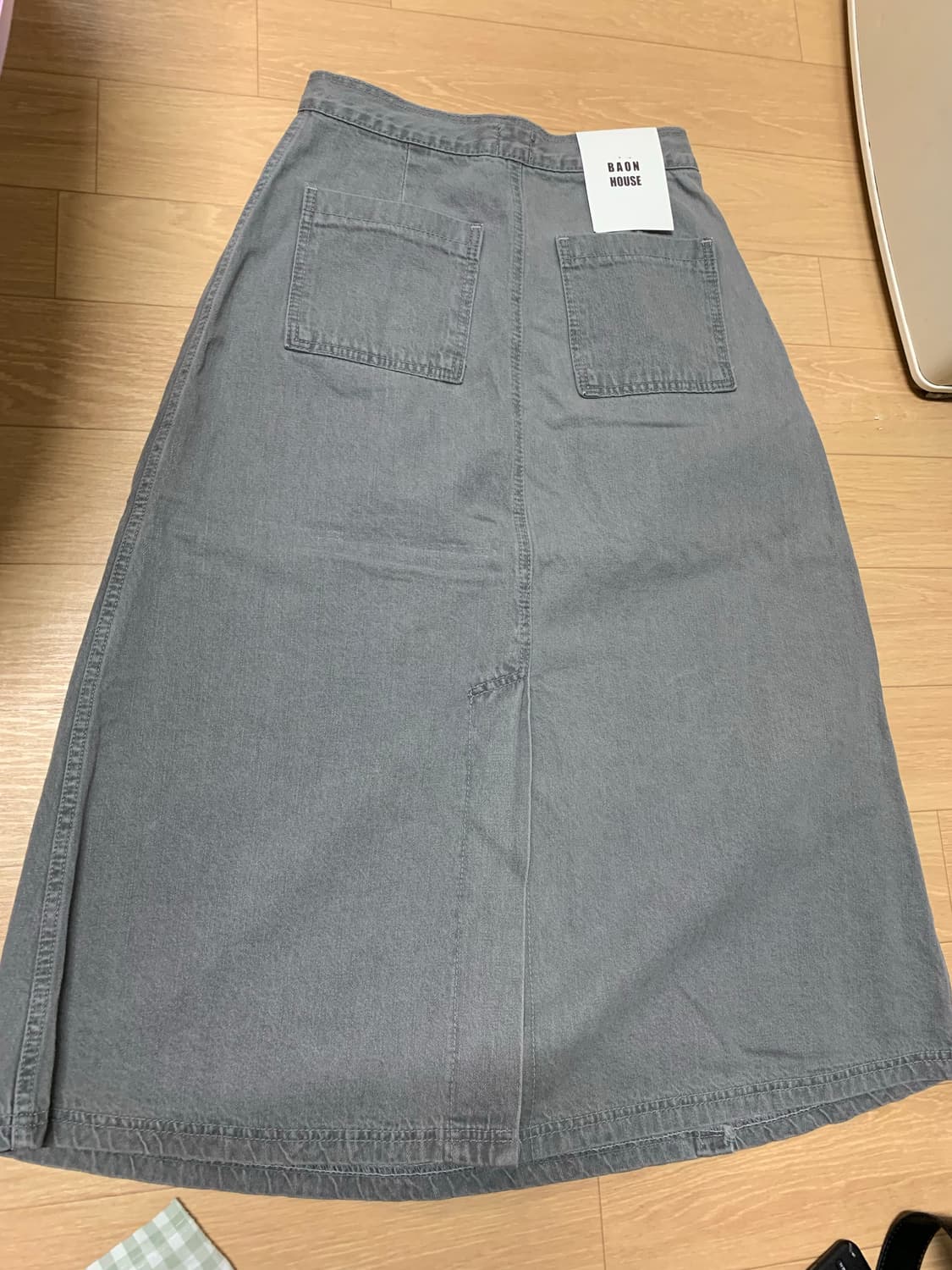 바온 그레이 데님 랩 스커트 상품이미지6